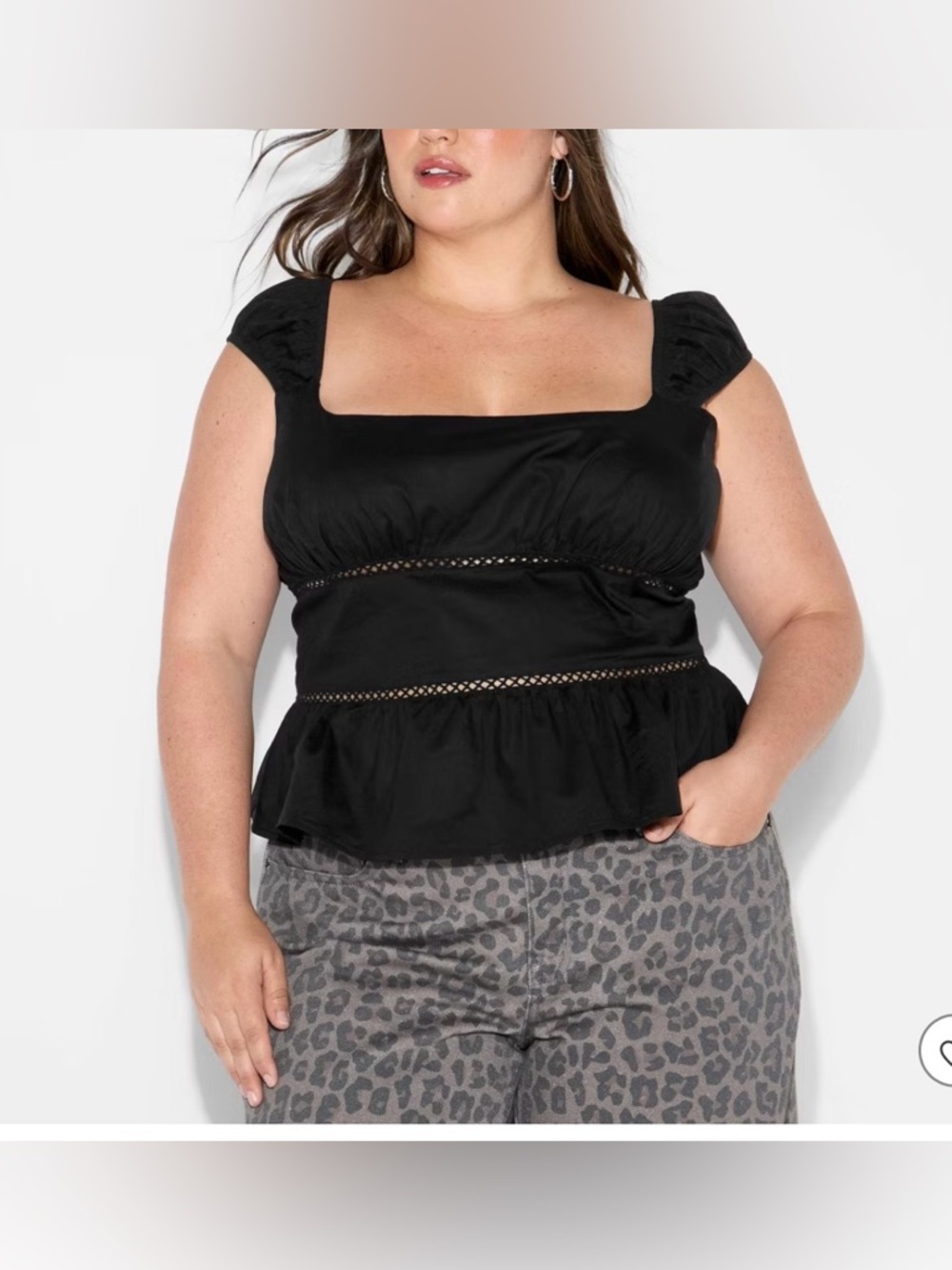 Women’s  Cap Sleeve Squareneck Peplum Top-XL